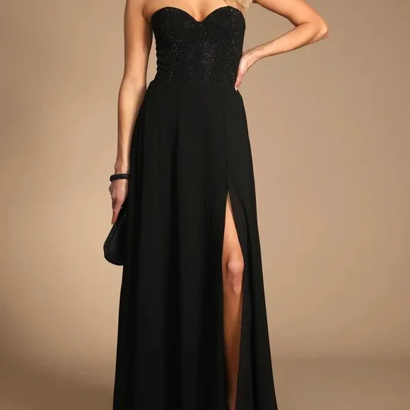 Strapless Black Dress - Picture 1 of 4